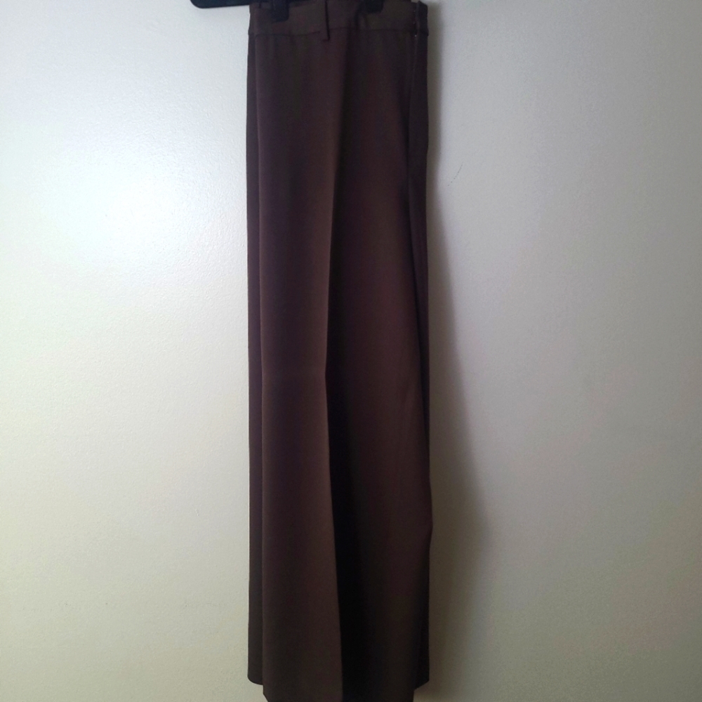 Ralph Lauren Brown Pleated Polyblend Dress Pant With Hook and Zip Closure - 16